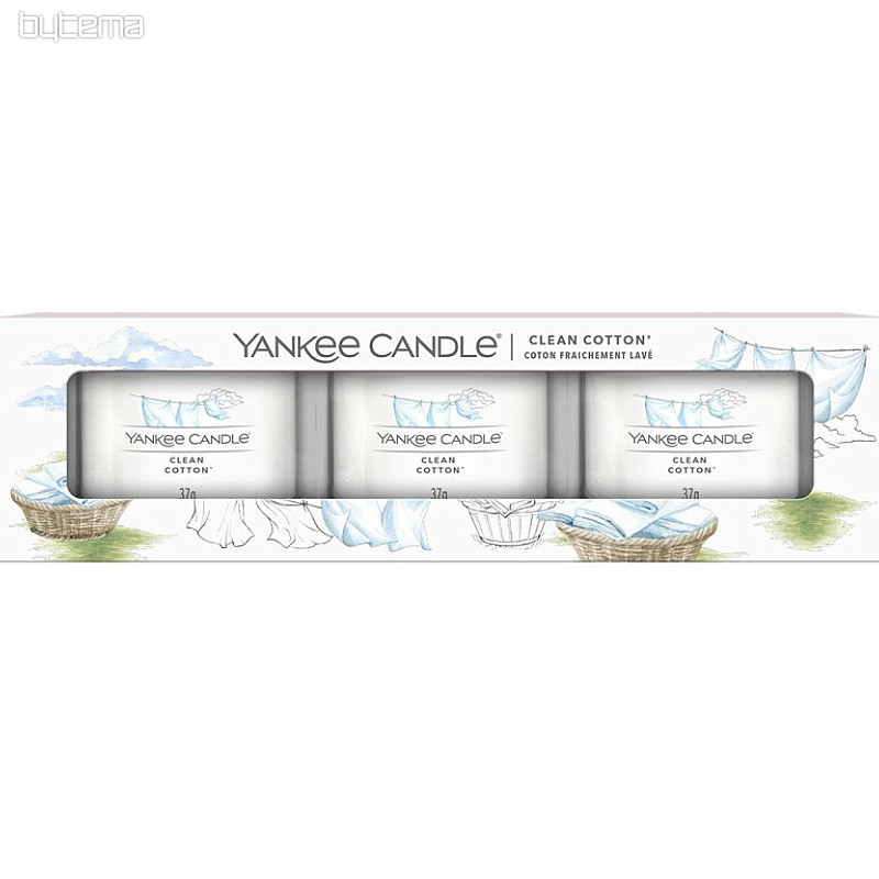 candle YANKEE CANDLE fragrance CLEAN COTTON SET 3 pieces