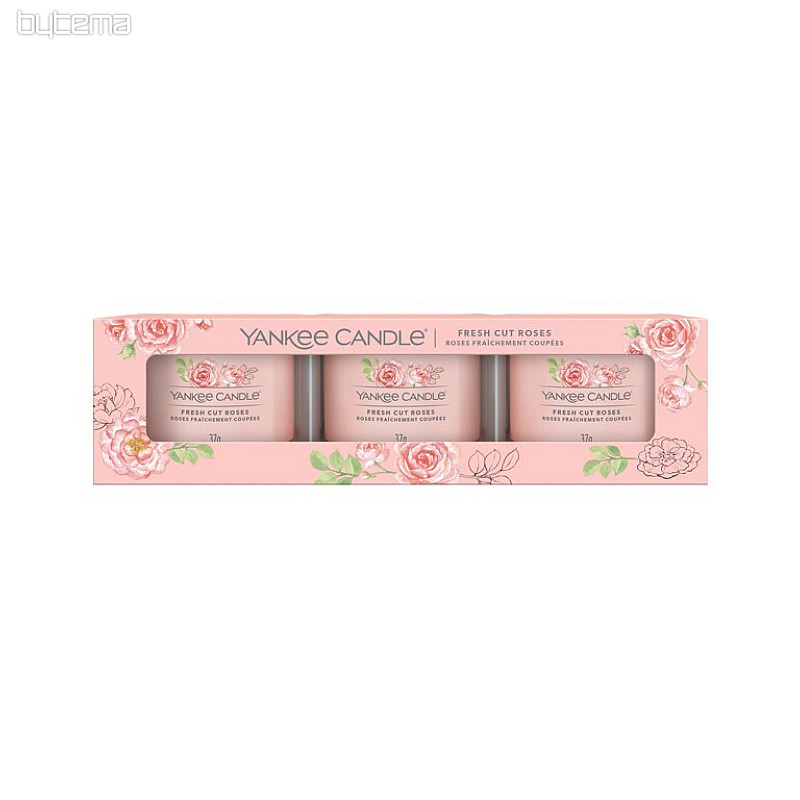 candle YANKEE CANDLE fragrance FRESH CUT ROSES SET of 3 pieces