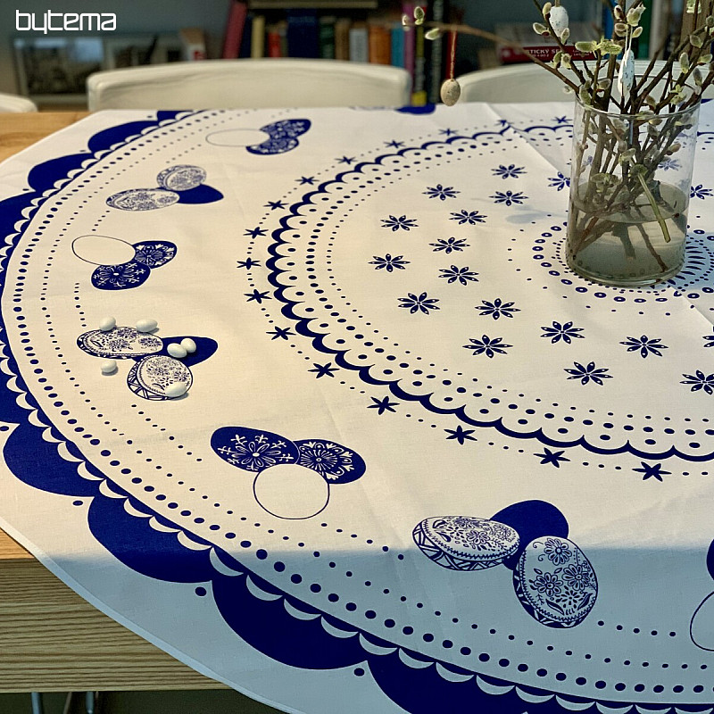Round tablecloth EASTER EGGS blue
