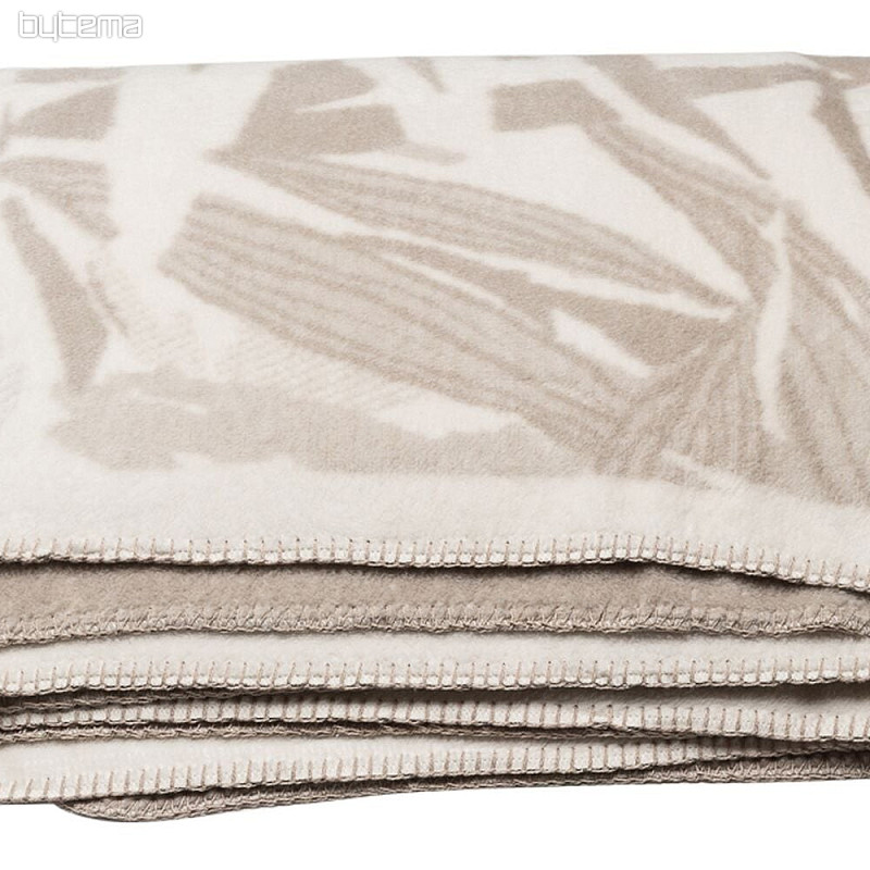 Cotton blanket BAMBOO beige leaves 2218/80