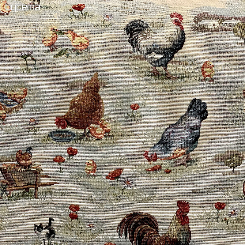 BACKYARD HEN tapestry fabric