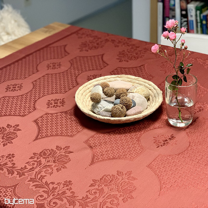 Tablecloth DAMASK terracotta 120x140