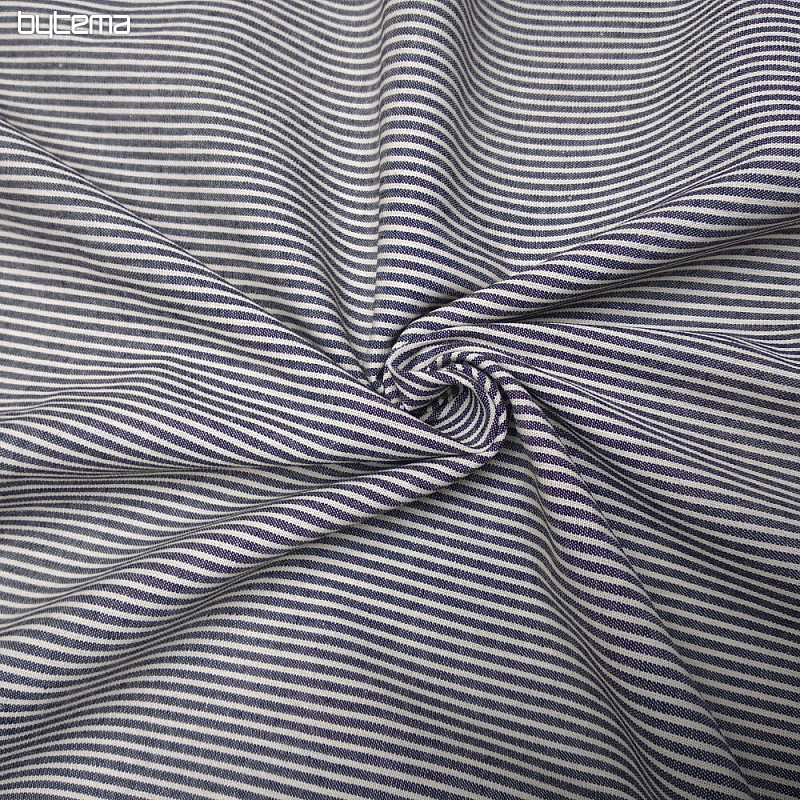 Cotton fabric DARK GRAY STRIPE/ecru