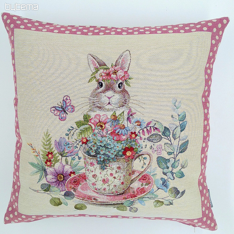 Tapestry cushion cover BARE IN A MUG pink