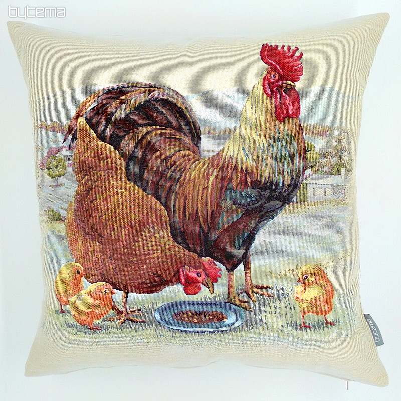 Gobelin cushion cover CHICKEN FAMILY