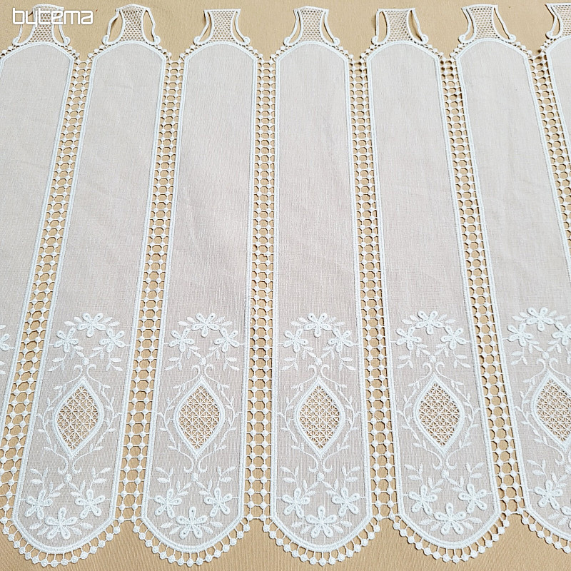 Luxurious embroidered stained glass curtain IVORY