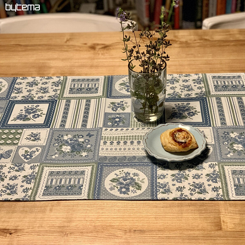 Tablecloth and shawl TOSCANA VALERY PATCHWORK blue