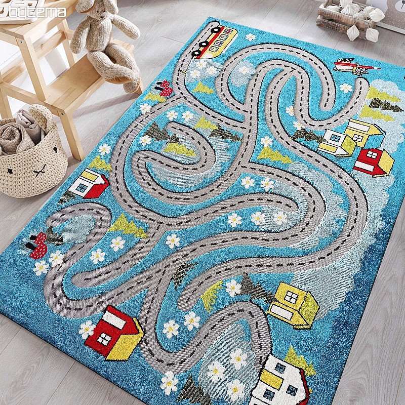 Children's piece carpet Color Kids 02 blue - JOURNEY IN THE WOODS