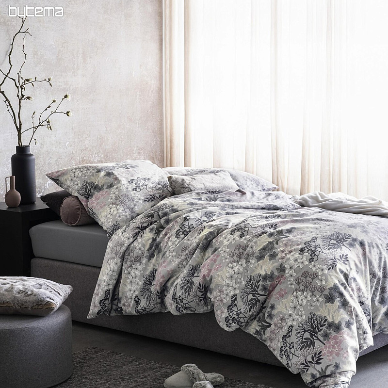 Luxury flannel bedding IRISETTE KOALA flowers grau