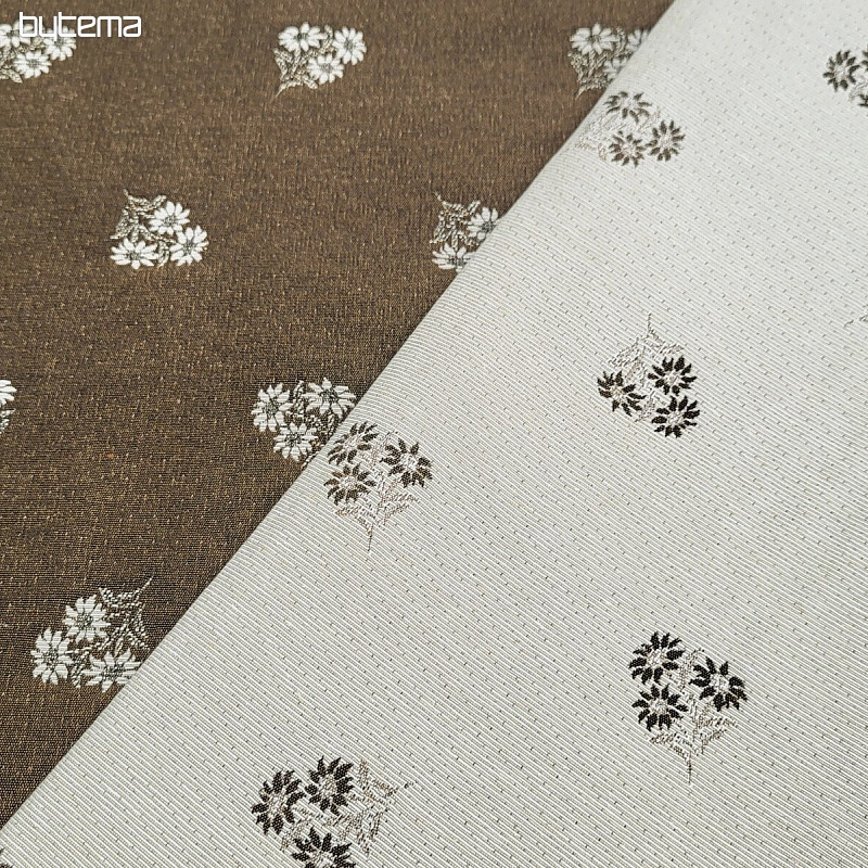 Decorative fabric ALPINE FLOWERS jacquard BROWN