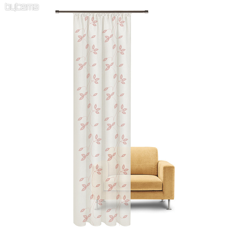 NATURE Gerster curtain EMBROIDERED LEAVES OLD PINK