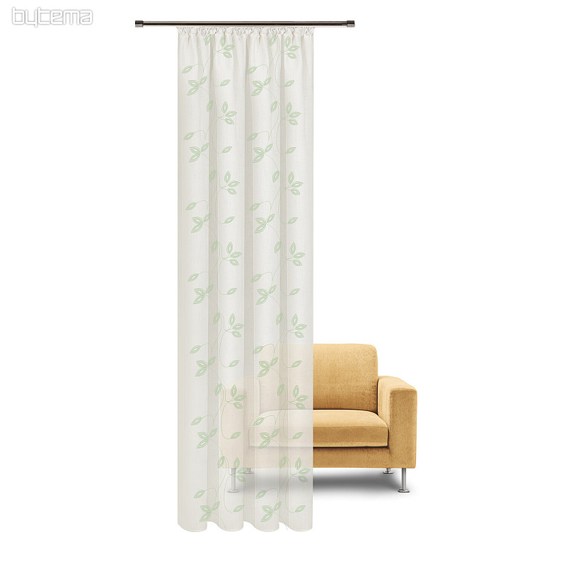 NATURE Gerster curtain EMBROIDERED LEAVES GREEN