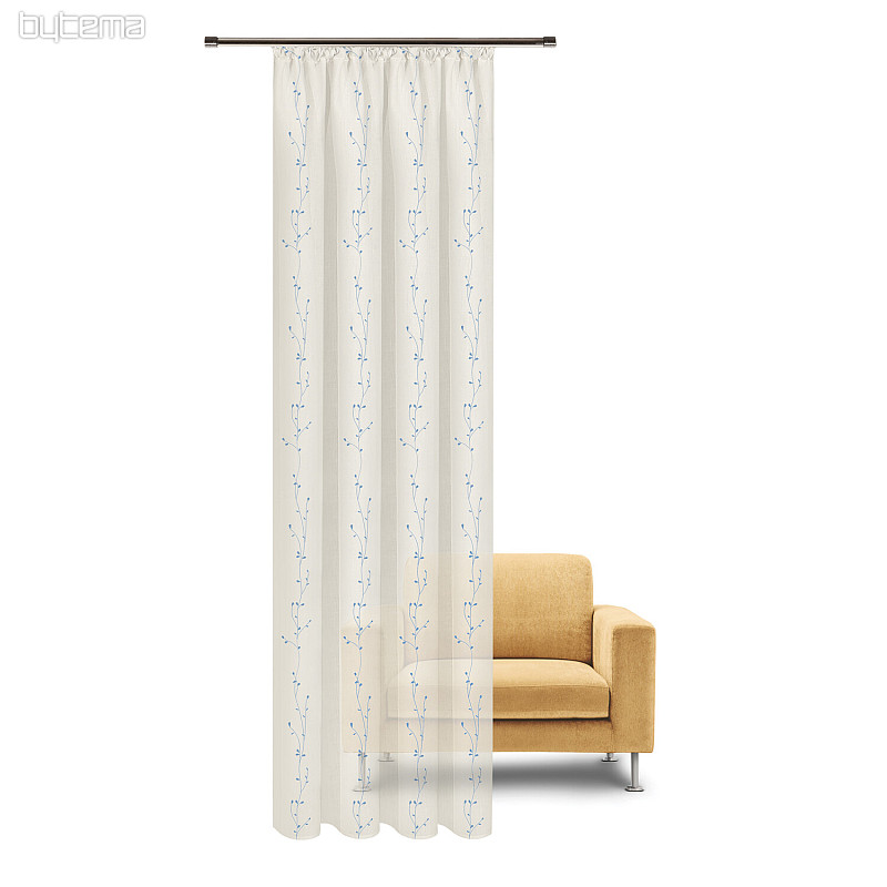 NATURE Gerster curtain EMBROIDERED Twigs BLUE