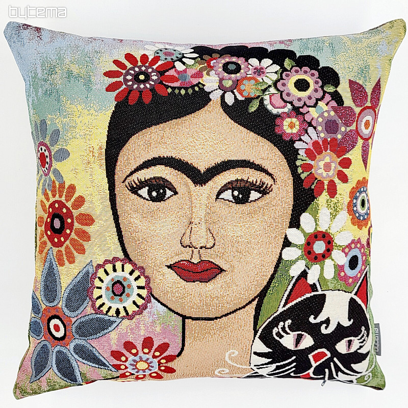 Tapestry cushion cover FRIDA with a cat