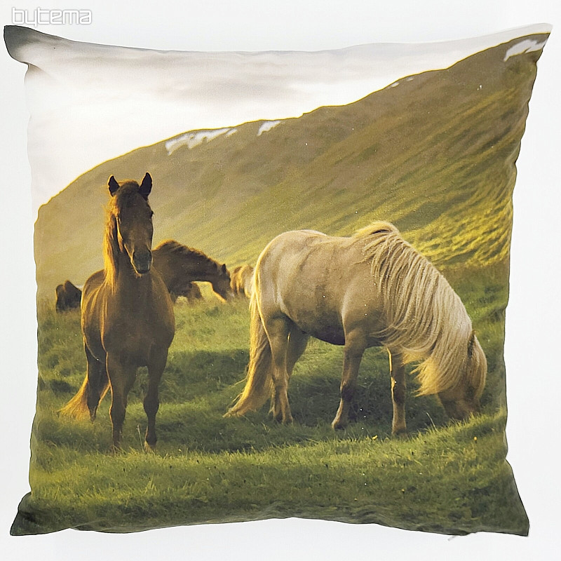 Decorative cushion cover HORSES UNDER THE MOUNTAIN