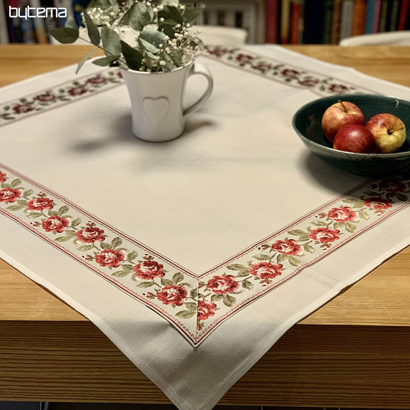 Embroidered tablecloth and shawl ROSES