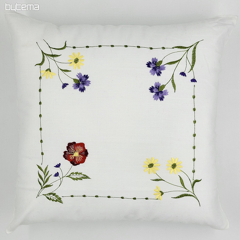 Embroidered cushion cover FLOWERS IN A SQUARE