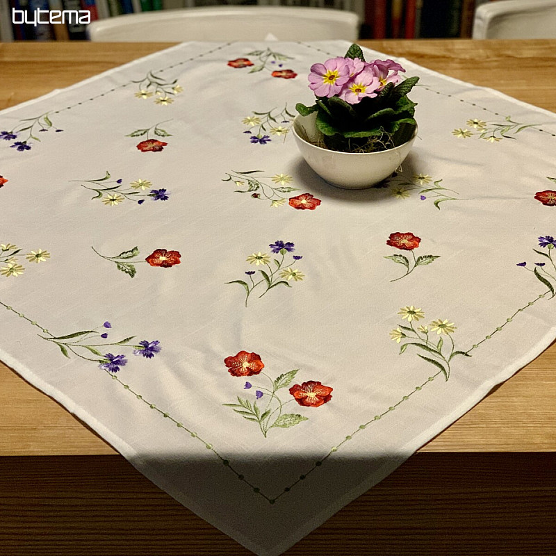 Embroidered tablecloth FLOWERS IN A SQUARE