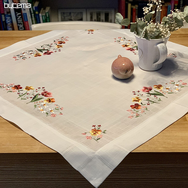 Embroidered tablecloth and shawl GARDEN FLOWERS