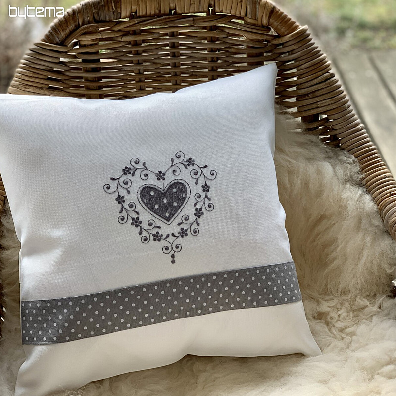 Embroidered cushion cover GRAY HEARD