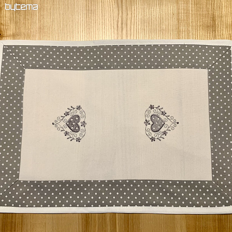 Embroidered placemat GRAY HEARD