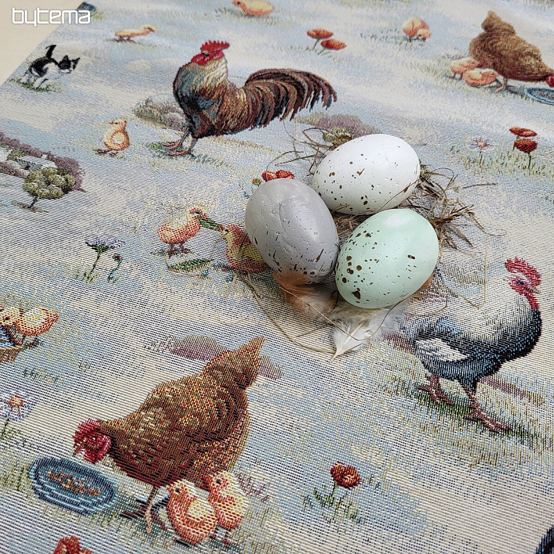 Tapestry tablecloth and scarf BACKYARD HEN