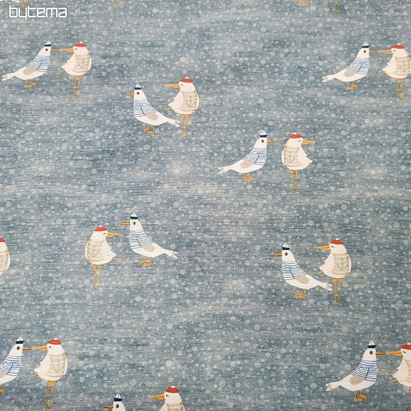 Decorative fabric SEAGULLS turquoise