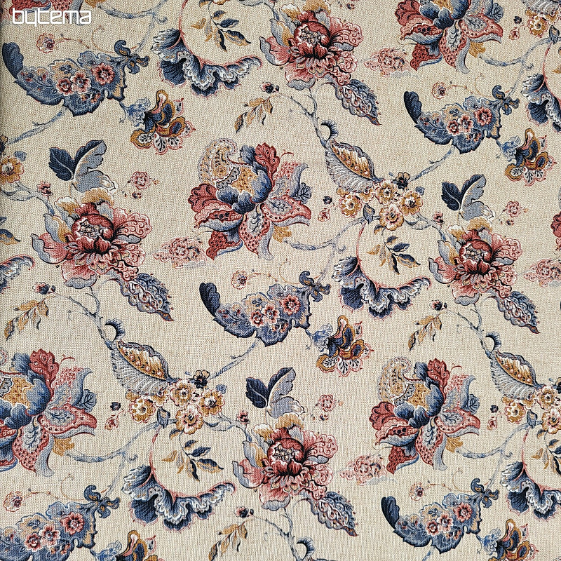 Decorative fabric INDIAN FLOWERS beige