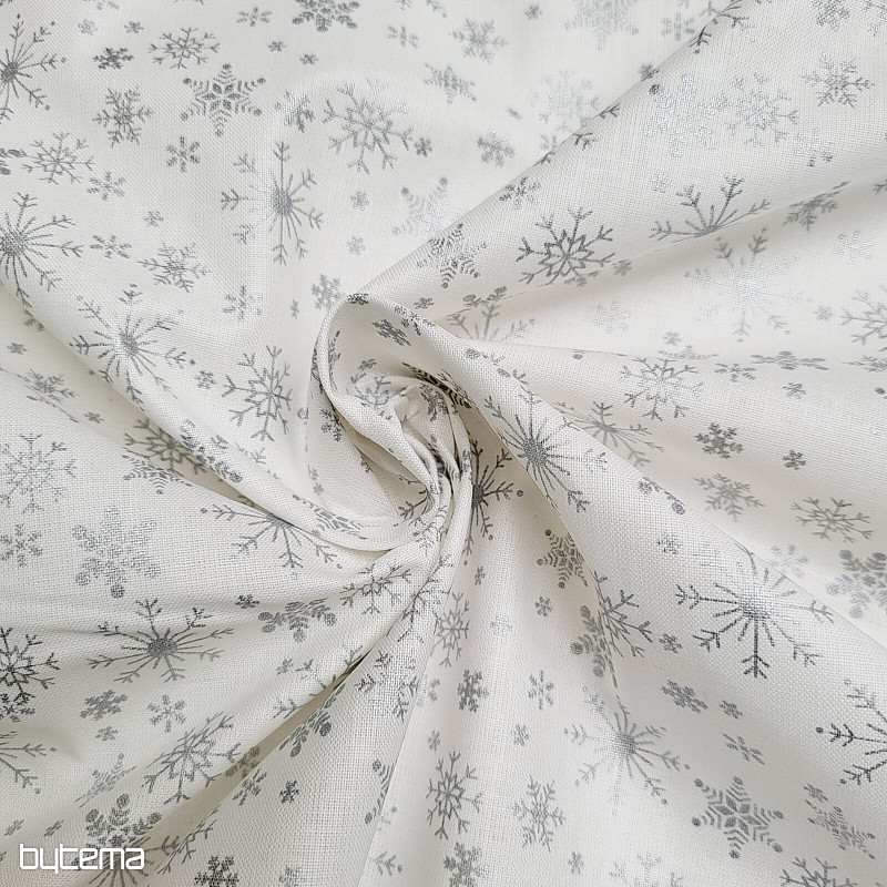 Cotton fabric LARGE FLAKES silver