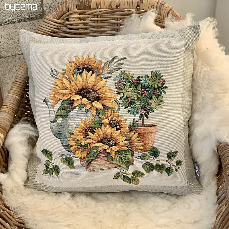 Tapestry cushion cover SUNFLOWERS IN A FRAME