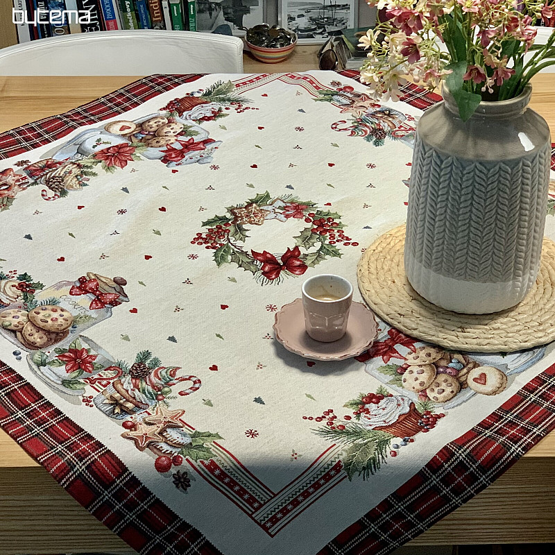 Tapestry tablecloth and scarf CHRISTMAS CANDY
