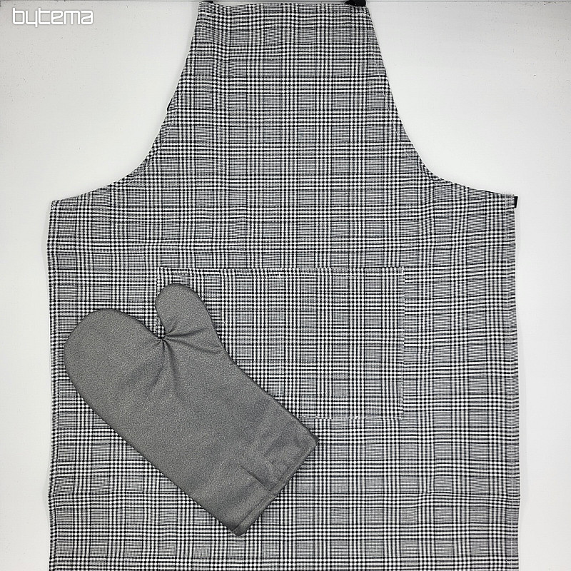 APRON WITH GLOVE black and white check