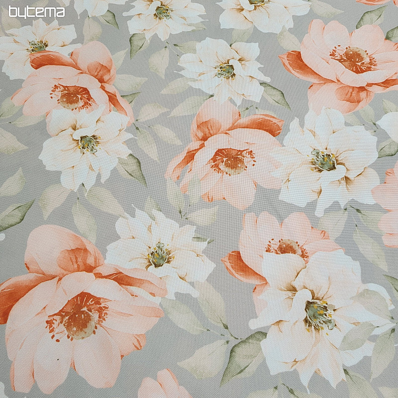Decorative fabric OXFORD ORANGE FLOWER