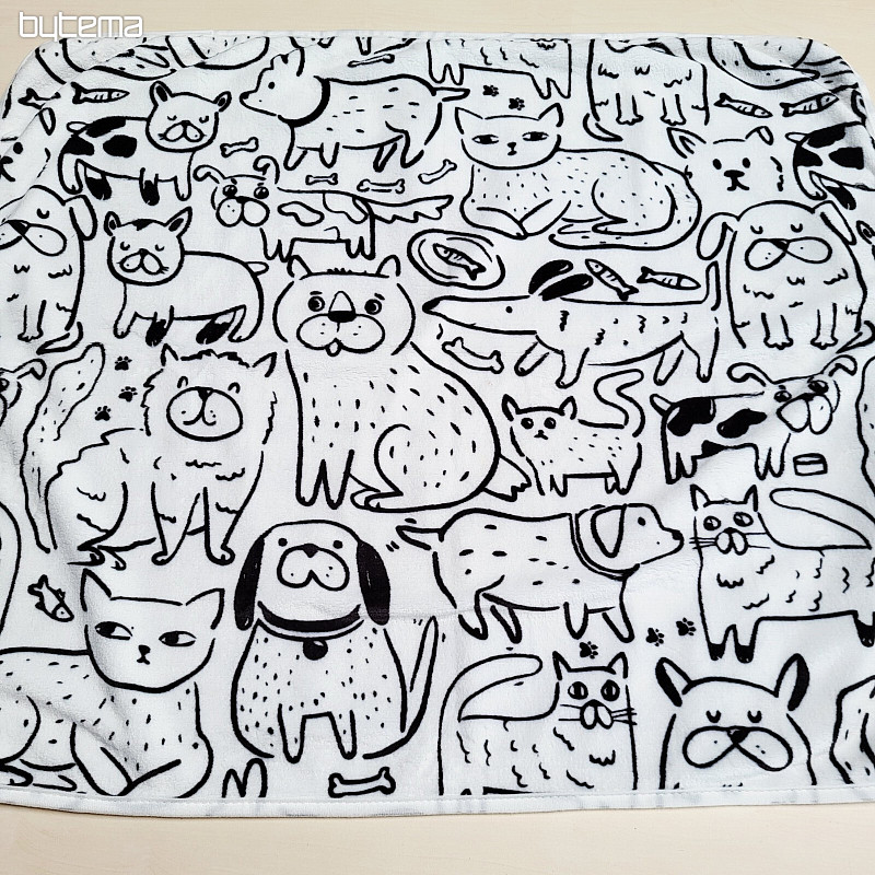 Childrens blanket ANIMALS black and white