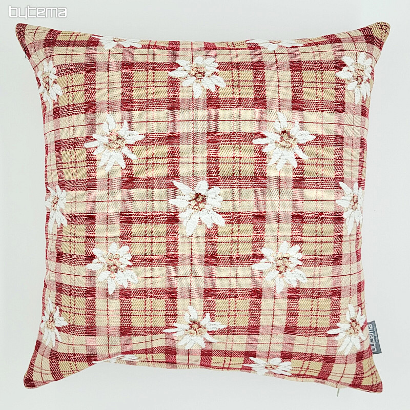 Decorative pillowcase FLOWERS AND DIAMONDS red