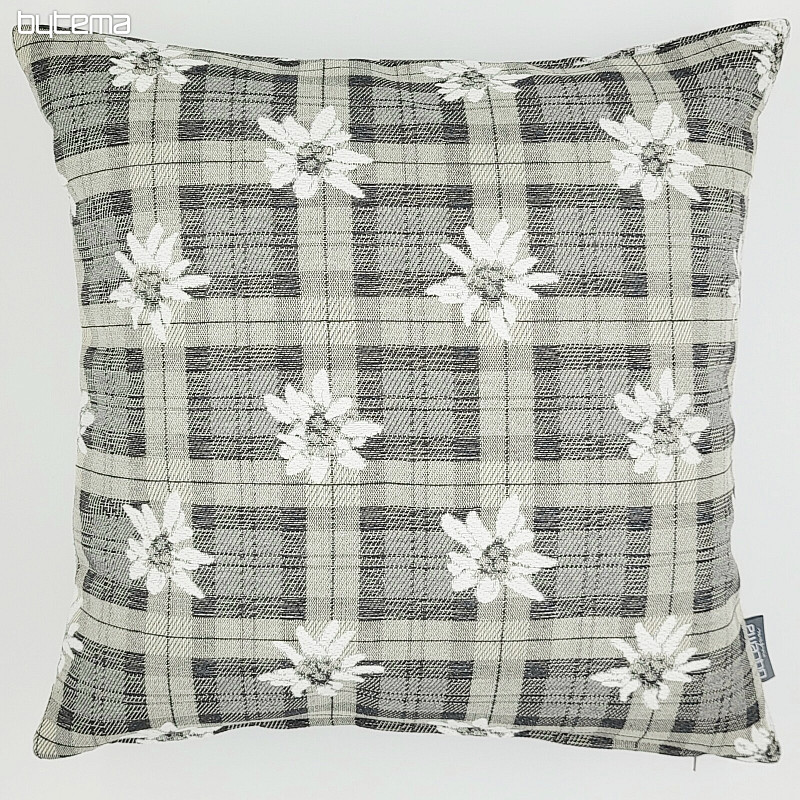 Decorative pillowcase FLOWERS AND DIAMONDS grey