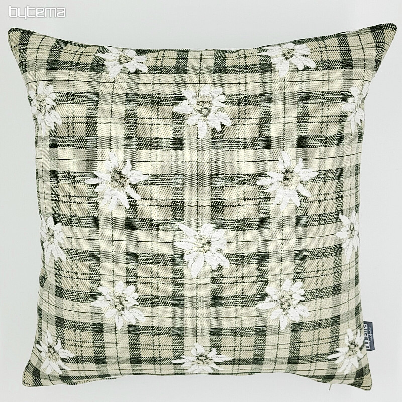 Decorative pillowcase FLOWERS AND DIAMONDS green
