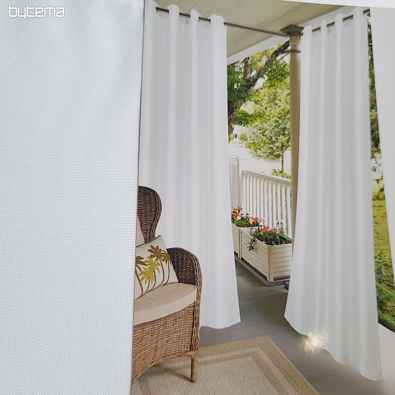 Decorative outdoor curtain GAIA WHITE rings