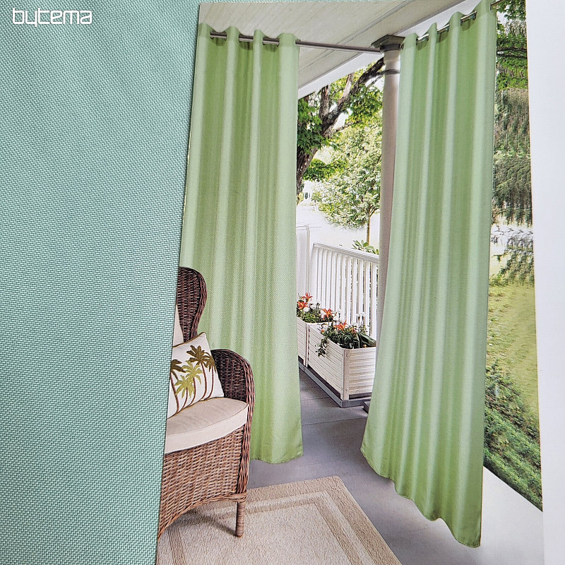 Decorative outdoor curtain GAIA GREEN rings