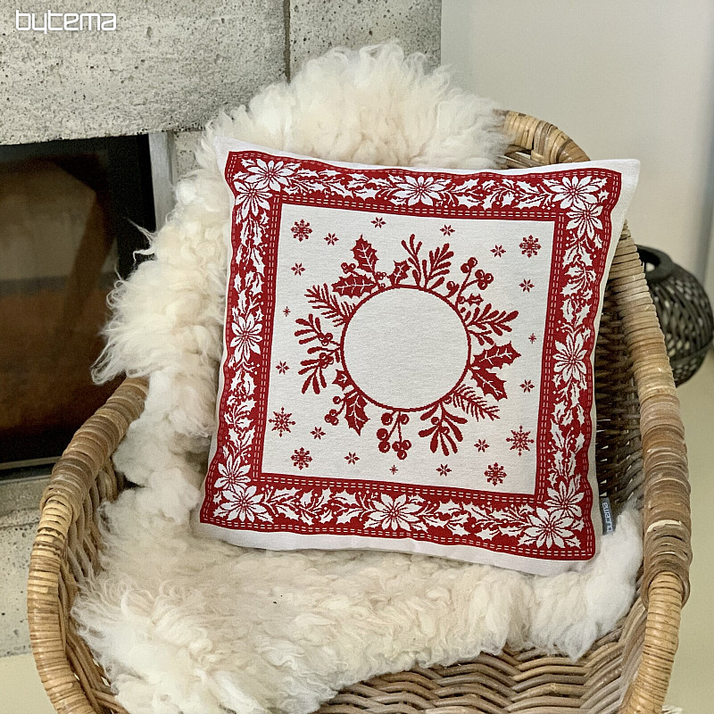 Christmas tapestry cover FOLK CHRISTMAS 2 red