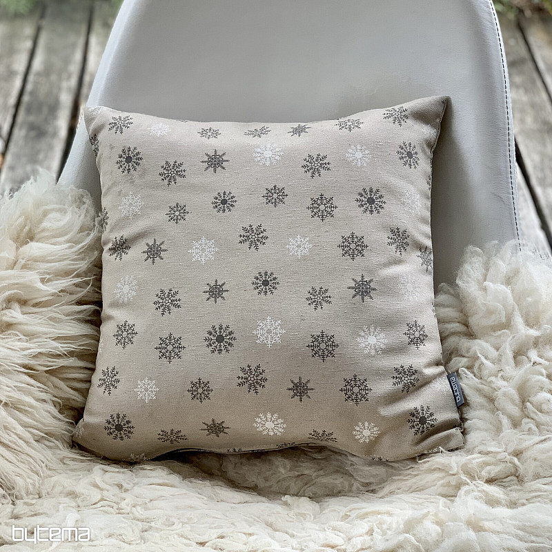 Christmas decorative cover FLAKES GREY WHITE