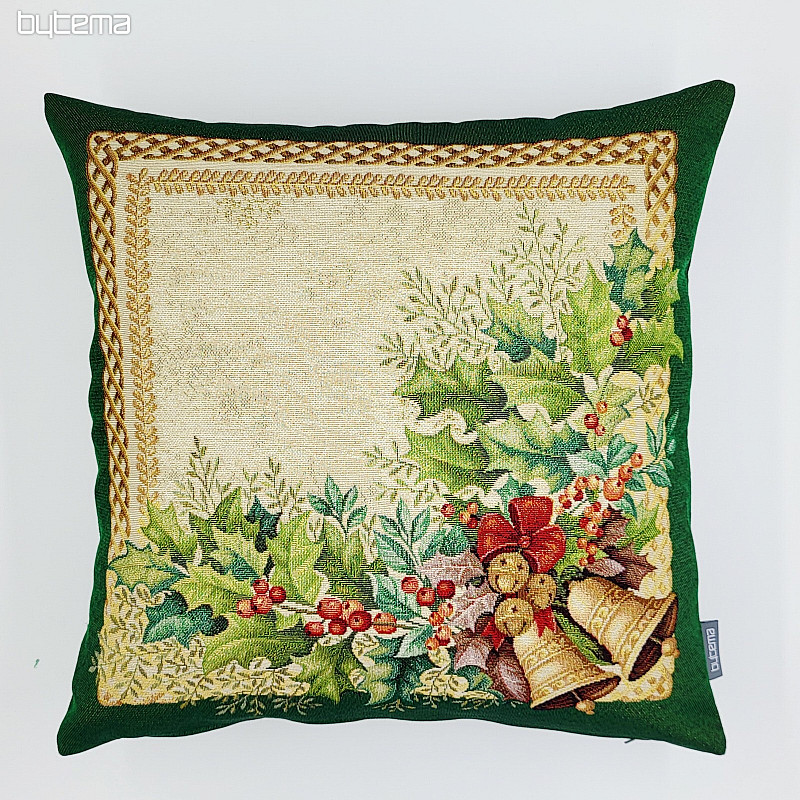 Christmas tapestry cover GOLDEN BELLS green trim