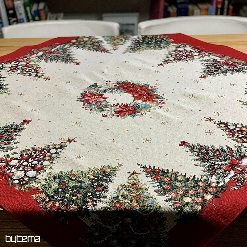 Tapestry tablecloth and scarf CHRISTMAS TREES