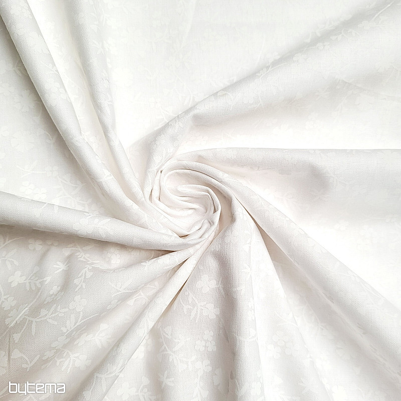Cotton decorative fabric MARGELIE flower WHITE