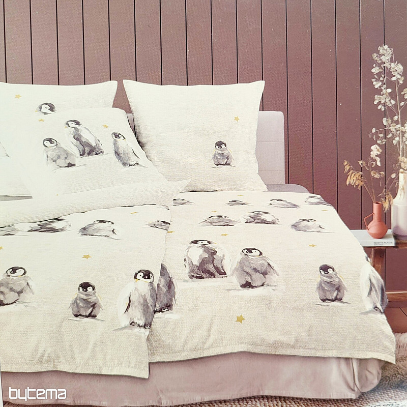 Luxury flannel bedding IRISETTE PANDA 8645-80 PENGUINS