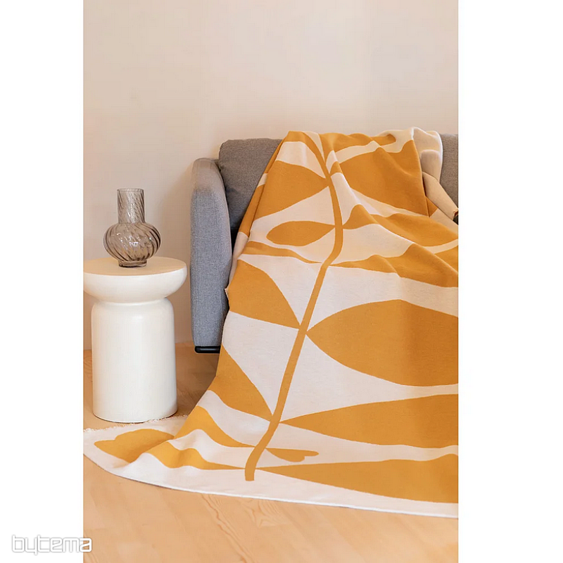 Blanket DF LUCA LARGE LEAVES YELLOW