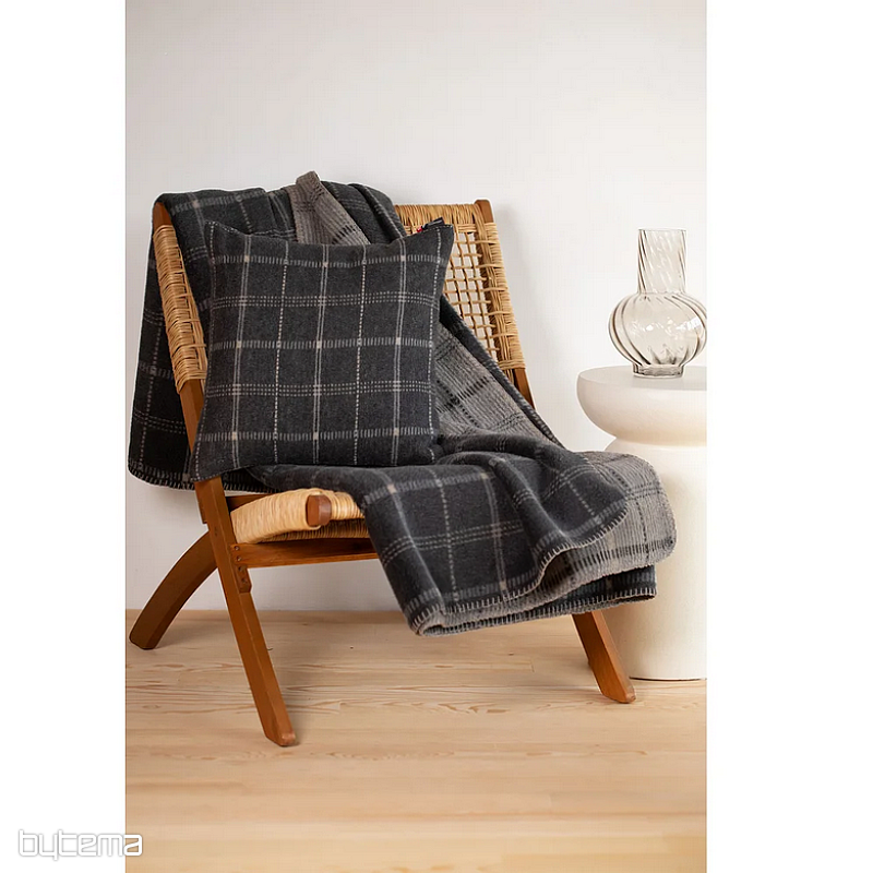 Blanket DF SAVONA CHECKED DARK GREY