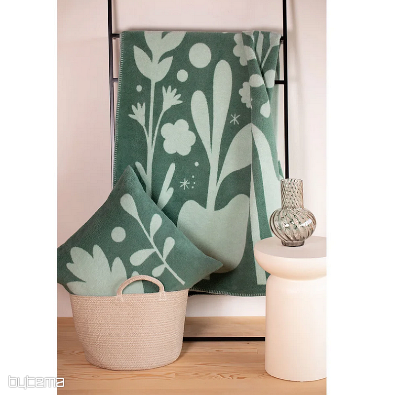 Blanket DF SAVONA FOLKLORE FLOWERS GREEN