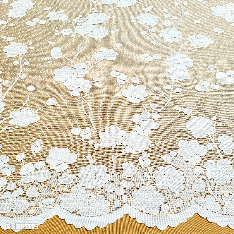 Jacquard curtain GITA WHITE FLOWERS