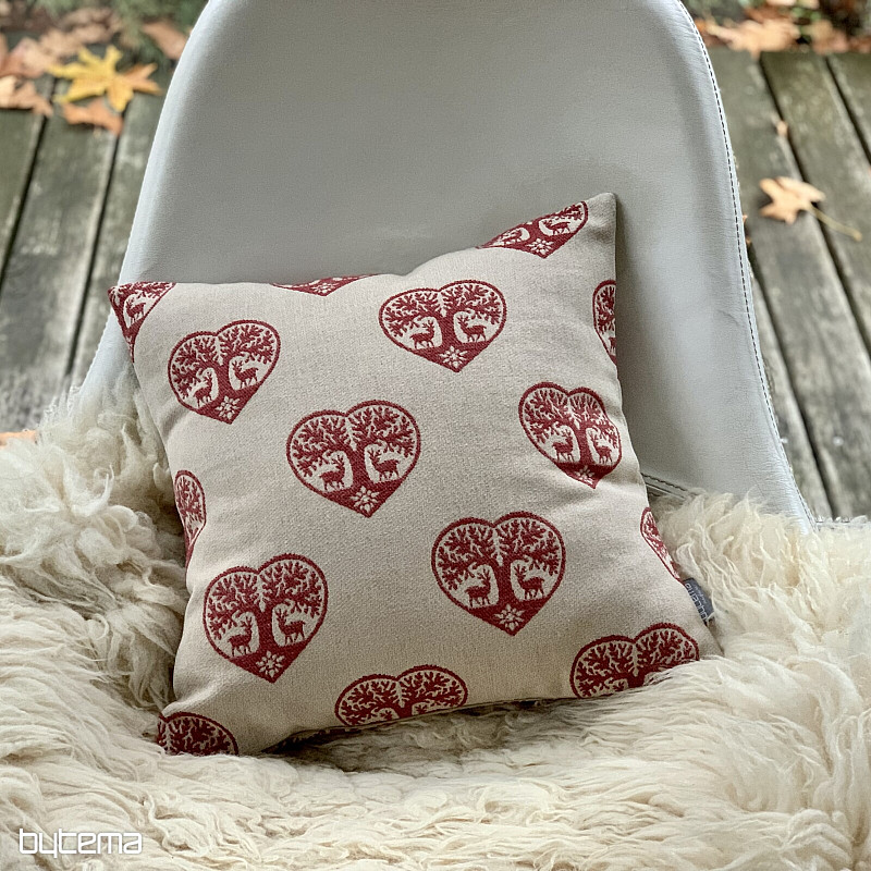 Luxury decorative cover HEART WITH DEER red B